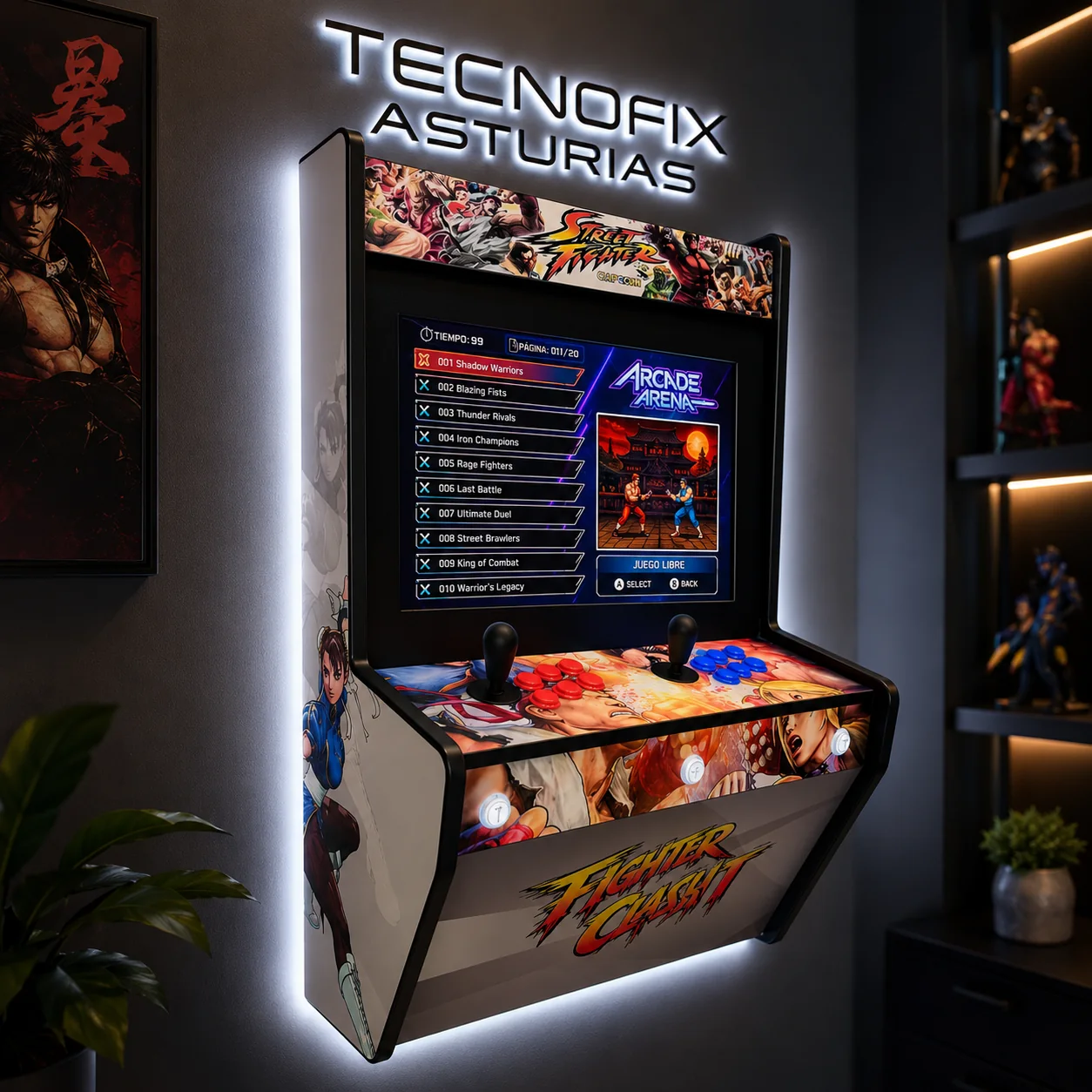 Máquina Arcade Street Fighter Mega Wall vista 3