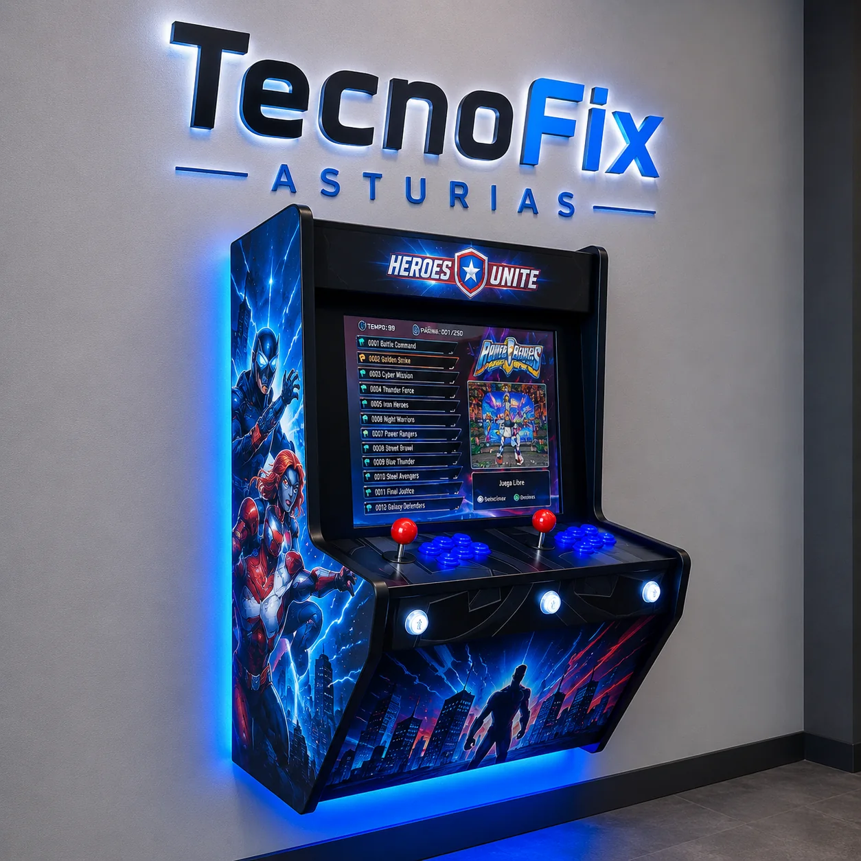 Máquina Arcade Marvel vs DC Mega Wall vista 3